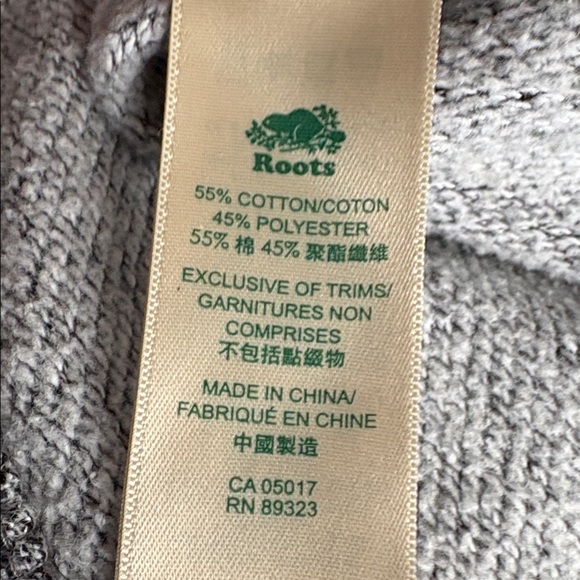 Roots Heather Gray Men's Hoodie white flocked logo EUC - Picture 6 of 6